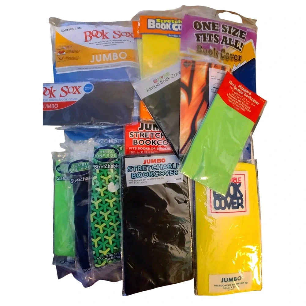 Lot of 16 Stretchable Fabric Book Covers Jumbo & Standard Book Sox‎ Multicolors